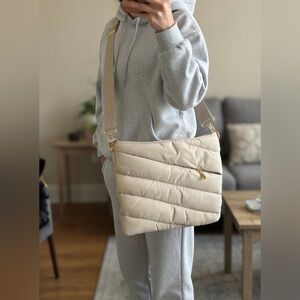 Chic Cream Quilted Crossbody Bag